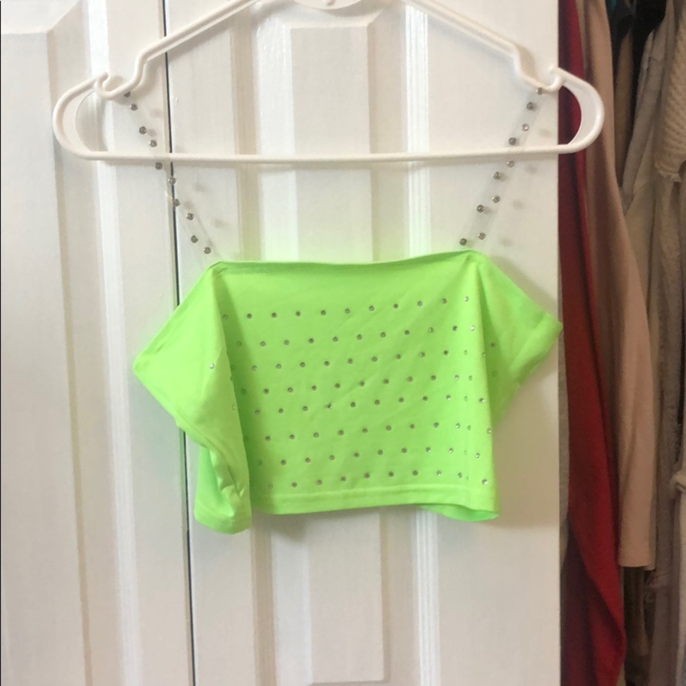 Neon cropped bedazzzled tank crop top
